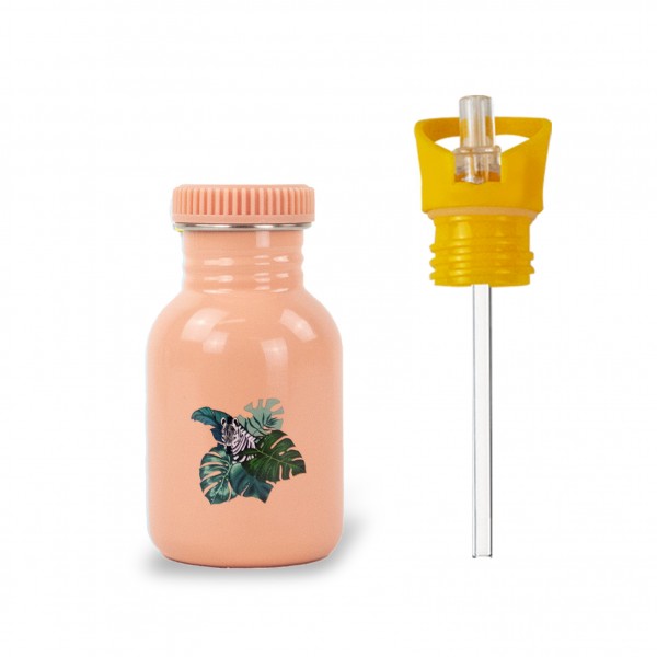 Gourde simple paroi 350ml Zebre & le bouchon avec sa paille intégrée
